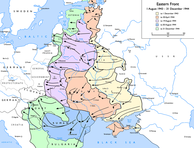 Evolution du Front de l'Est 1943-1944
