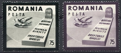 Roumanie propagande tombe des droits de l'Homme survolée par la Colombe de Picasso