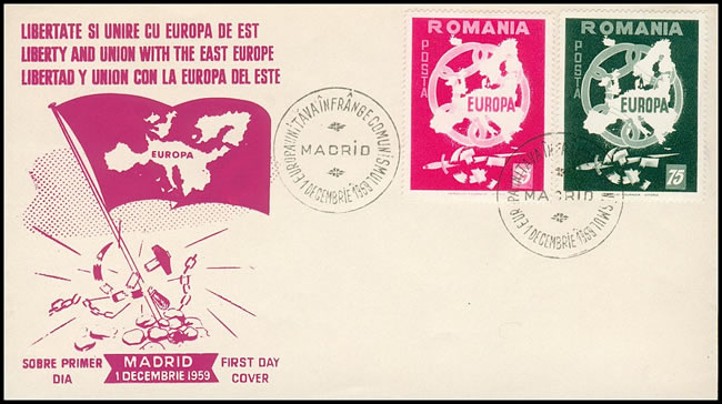 Simili-timbres-europa de Roumanie 1959