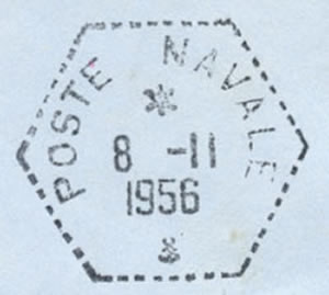 Cachet hexagonal poste navale 1956