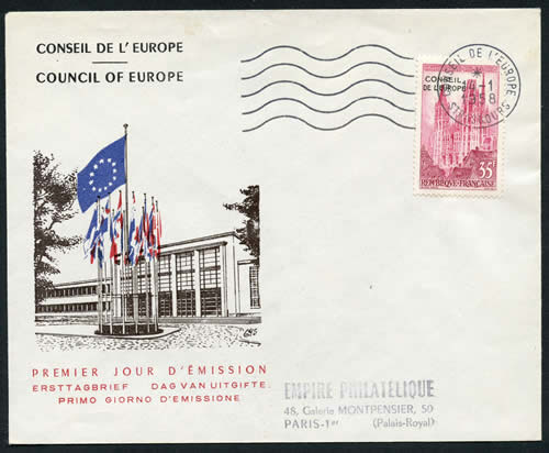 Premier timbre Conseil de l'Europe 1958 FDC