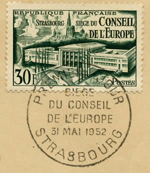 Premier jour du timbre Siège du Conseil de l'Europe