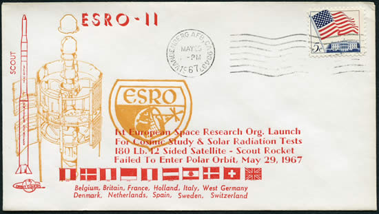 Enveloppe souvenir du lancement du satellite ESRO 2A