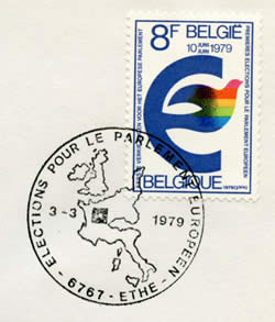 FDC du timbre de Belgique consacré à l'élection su suffrage universel du Parlement Européen