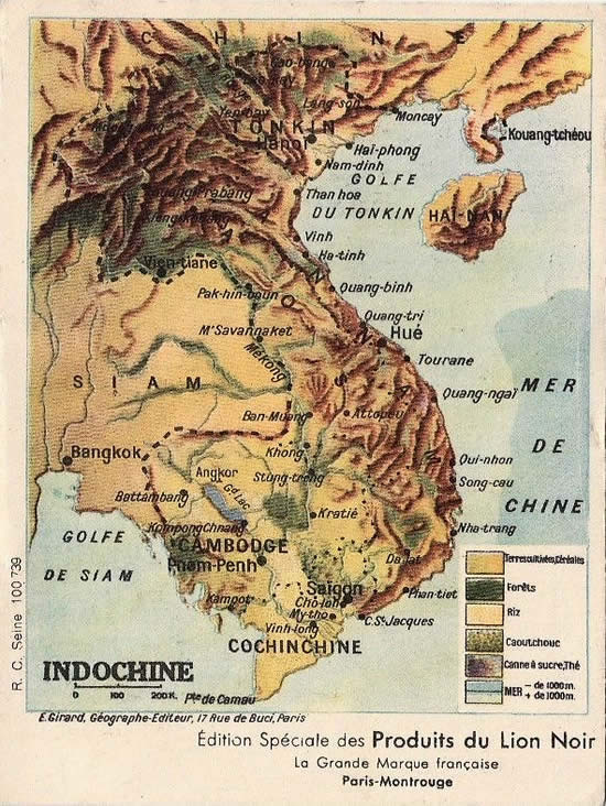 Carte de l'Indochine physique