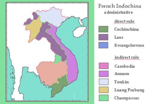 Carte administrative de l'Indochine en 1939
