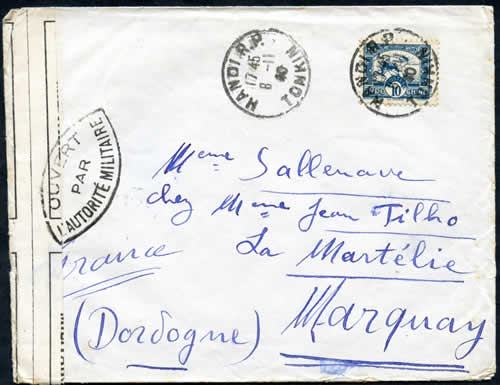 Lettre franco-coloniale maritime