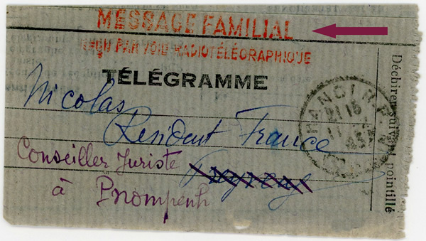 télégramme familial par voie télégraphique