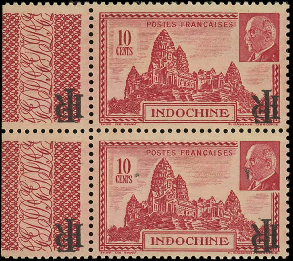 Surcharge RF sur Pétain Angkor inversée et décalée