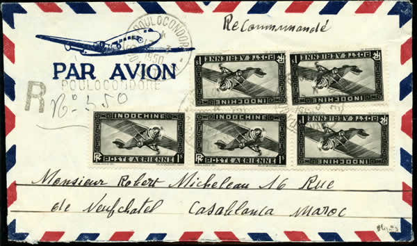 Lettre Recommandée de Poulo Condor 1950