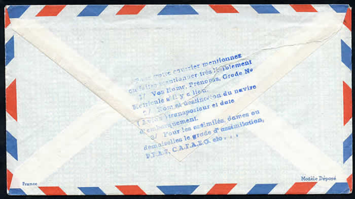 Griffe postale sur libelé des adresses des militaires en transit maritime