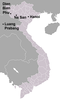 Carte indiquant la position de Na-San par rapport à Dien Bien Phu