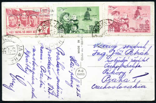 CP avec timbres libération de hanoi