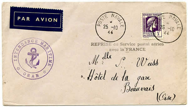 Reprise du Service Postal aérien avec la France